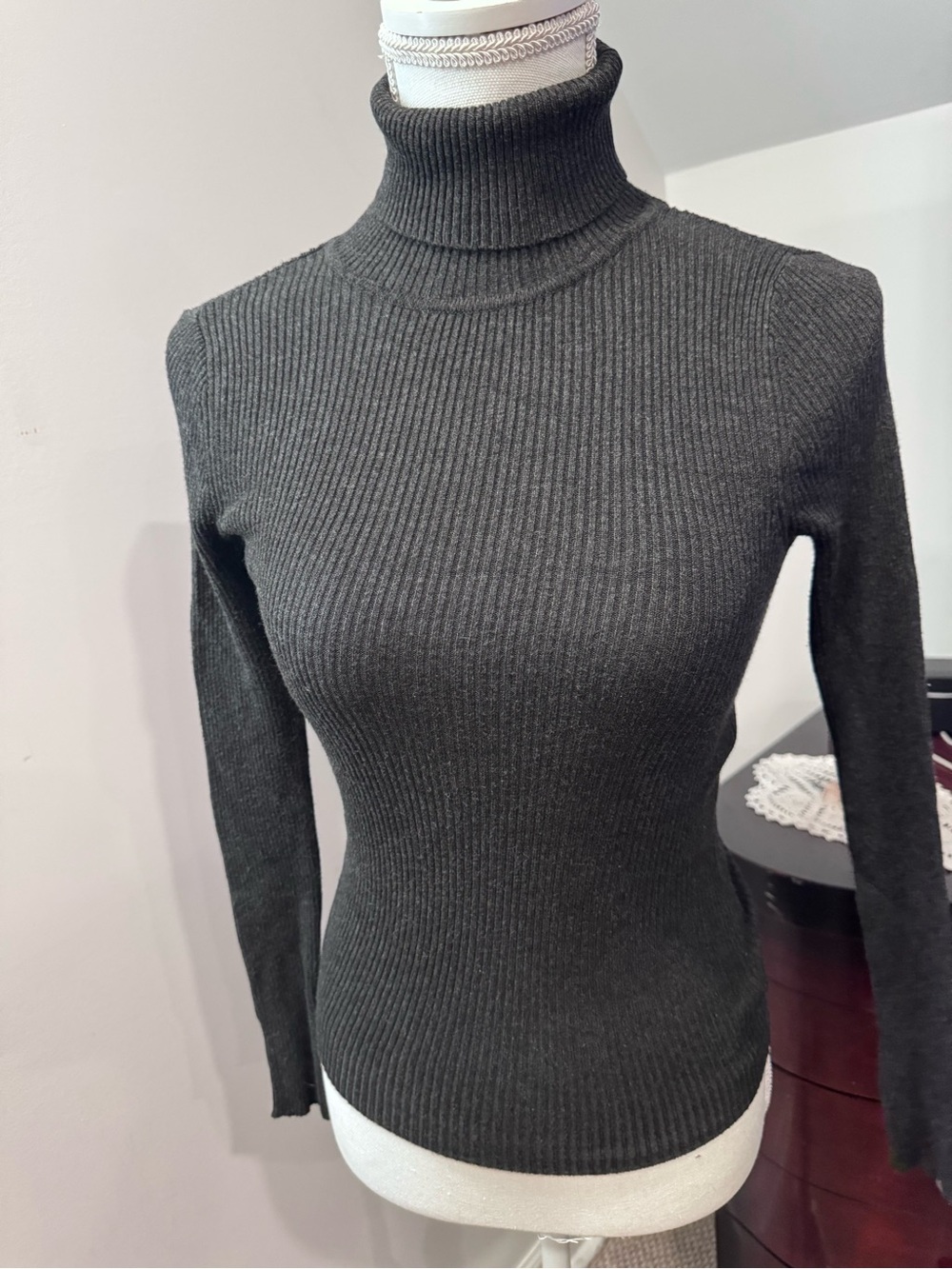 Fashion nova Slim Ribbed Charcoal Turtleneck Sweater - Women